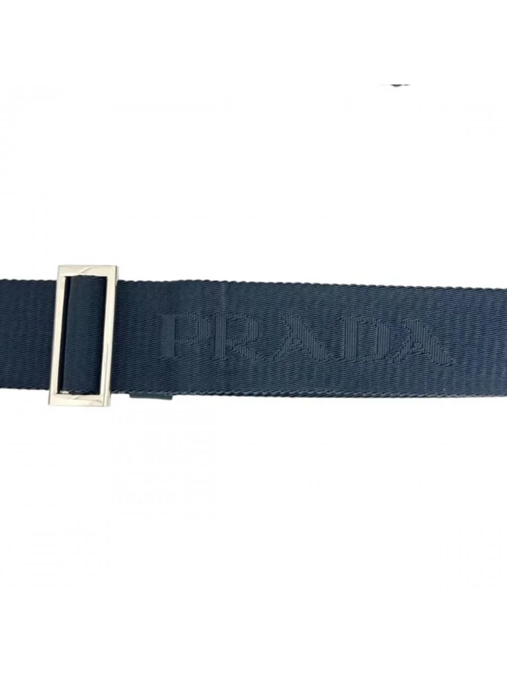Prada Shoulder Bag Crossbody Nylon Saffiano Leather Navy Silver